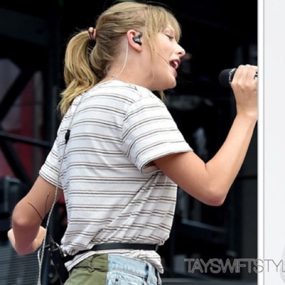 Madewell White Orange Striped Pocket Tee Shirt ASO Taylor Swift